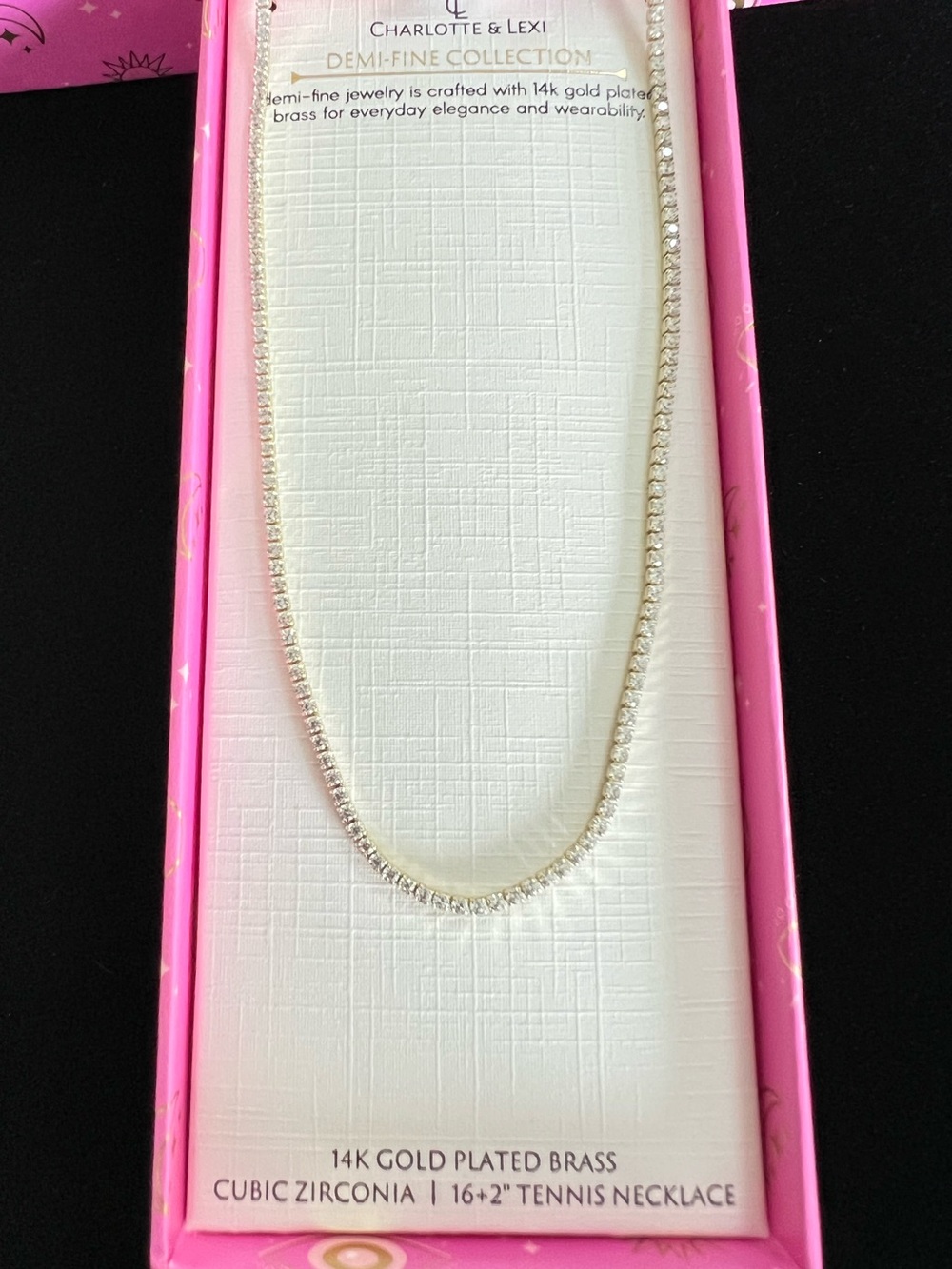 Charlotte & Lexi Cubic Zirconia 14KT Gold Plated Tennis Necklace NIB